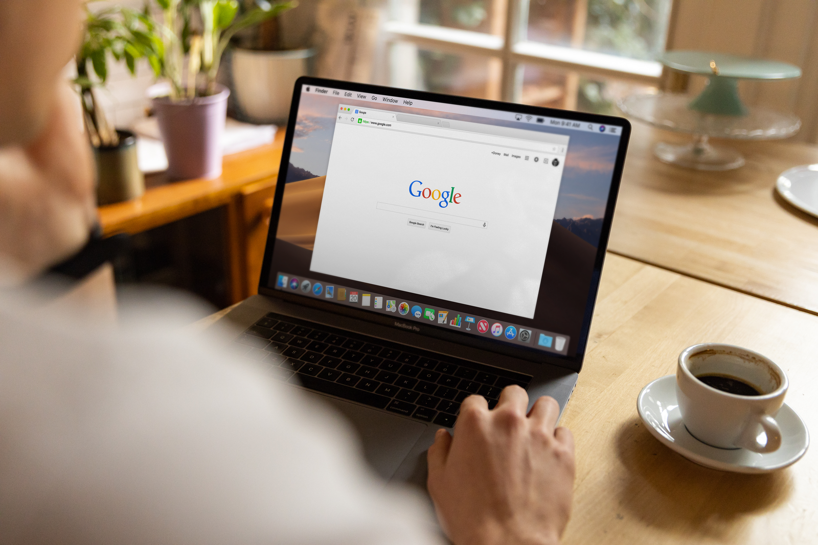 Business owner checking Google search results for local SEO